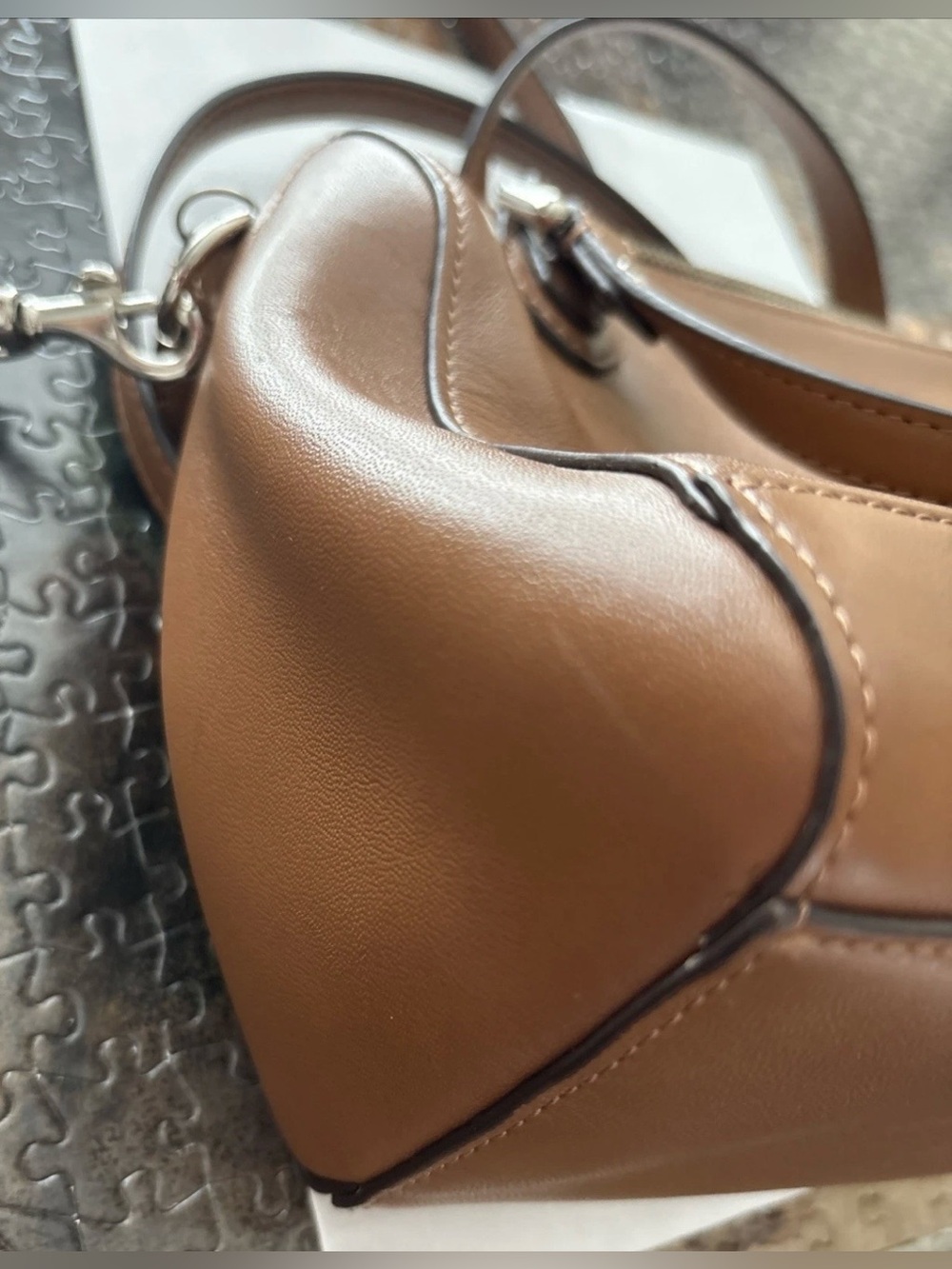 Coach Tan Leather Satchel with Detachable Strap zipper crossbody bag. - Picture 7 of 16